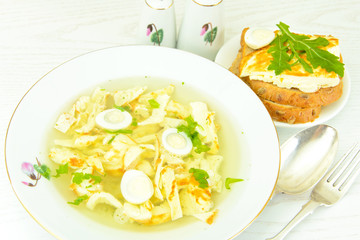 Healthy and Diet Food: Soup Egg Omelette.