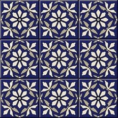 Gorgeous seamless  pattern . Moroccan, Portuguese  tiles, Azulejo, ornaments. 