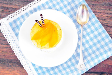 Diet and Healthy Food: Cheese Cake with Fruit