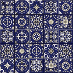 Gorgeous seamless  pattern . Moroccan, Portuguese  tiles, Azulejo, ornaments. 