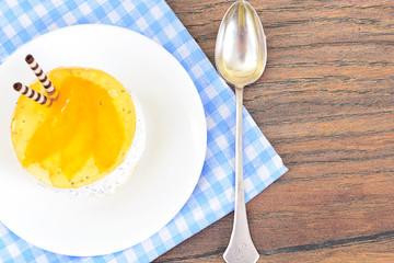 Diet and Healthy Food: Cheese Cake with Fruit