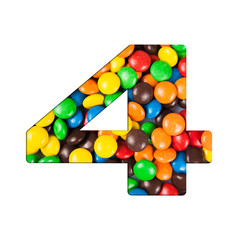 4 - Number of alphabet made of candy. Letters from candy alphabe