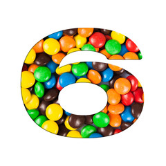 6 - Number of alphabet made of candy. Letters from candy alphabe