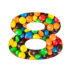 8 - Number of alphabet made of candy. Letters from candy alphabe