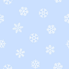 Fototapeta na wymiar Blue seamless background of snowflakes.