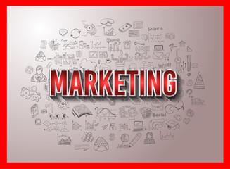 Fototapeta premium Marketing Concept with Doodle design style