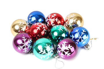 Fototapeta na wymiar Christmas balls on white background