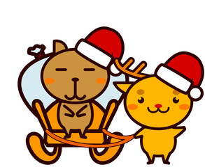 クリスマスのプレゼントを運ぶ動物シリーズ