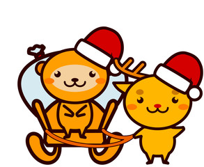 クリスマスのプレゼントを運ぶ動物シリーズ