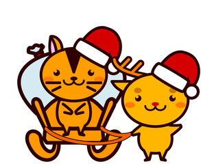 クリスマスのプレゼントを運ぶ動物シリーズ