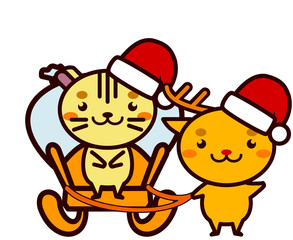 クリスマスのプレゼントを運ぶ動物シリーズ