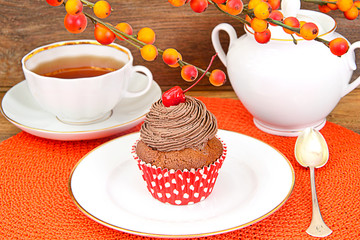 Cake with Cream and Cherry, Cupcake