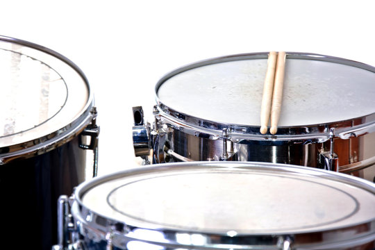 Drums over isolated white background.