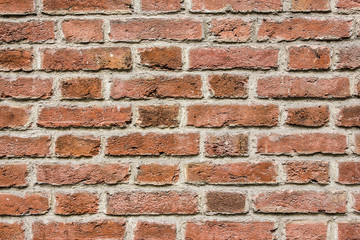 Red grunge brick wall texture.