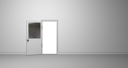 Illustration of an Open Door on a Plain Wall