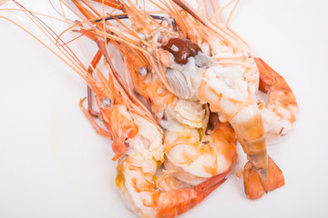 Obraz na płótnie Canvas head fat or egg raw tiger fresh shrimps