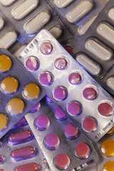 Many different colorful medication and pills