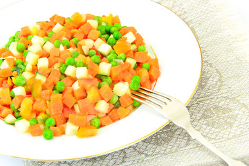 Juicy Vegetable Stew. Paprika, Peas, Carrots. Diet Food.