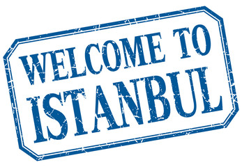 Istanbul - welcome blue vintage isolated label