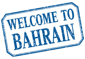 Bahrain - welcome blue vintage isolated label