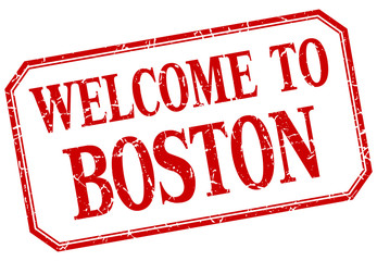 Boston - welcome red vintage isolated label