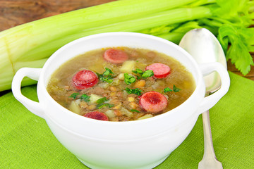 Lentil Soup with Smoked Sausage and Celery