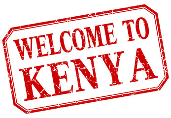 Kenya - welcome red vintage isolated label