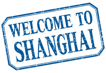 Shanghai - welcome blue vintage isolated label