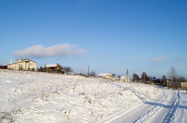 Winter landscape in rural terrain