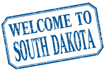 South Dakota - welcome blue vintage isolated label