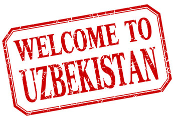 Uzbekistan - welcome red vintage isolated label