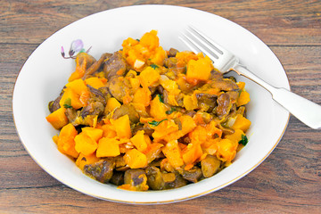 Baked Pumpkin with Mushrooms and Vegetables
