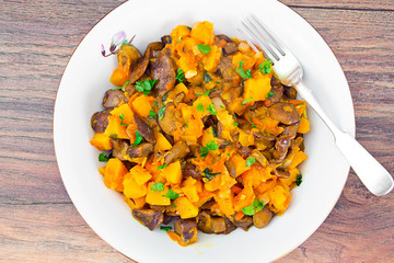 Baked Pumpkin with Mushrooms and Vegetables