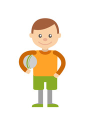 Little boy with ball in hand.