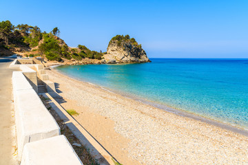 View of Potami beach with turquoise crystal clear water, Samos island, Greece