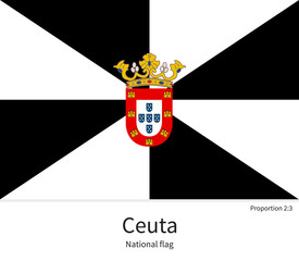 Obraz premium National flag of Ceuta with correct proportions, element, colors