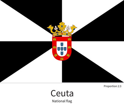 National flag of Ceuta with correct proportions, element, colors