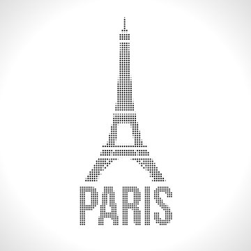 Eiffel Tower Dot silhuette. Halftone Dotwork Vector illustration