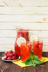 Freshing strawberry and basil drink