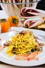 Tagliolini with radicchio and prosciutto