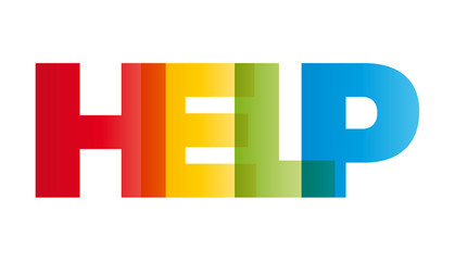 Fototapeta premium The word Help. Vector banner with the text colored rainbow.