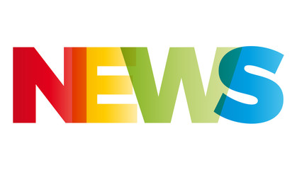 The word News. Vector banner with the text colored rainbow.