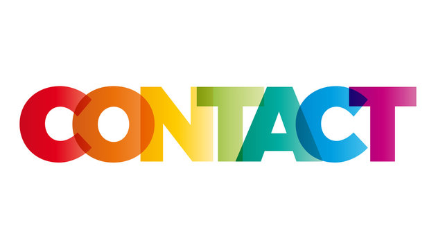The word Contact. Vector banner with the text colored rainbow.