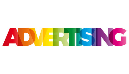 The word Advertising. Vector banner with the text colored rainbo