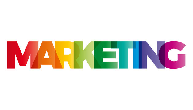 The word Marketing. Vector banner with the text colored rainbow.