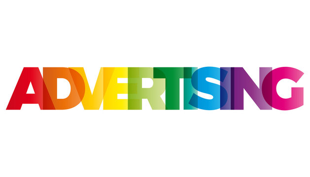 The word Advertising. Vector banner with the text colored rainbo