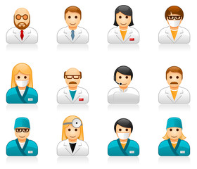 Medical staff avatars - user icons of doctors (physicians) and nurses