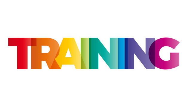 The word Training. Vector banner with the text colored rainbow.