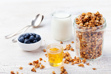 Healthy breakfast Fresh granola, muesli 