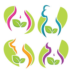 Naklejka premium eco women health, beauty and diet symbols, emblems and icons